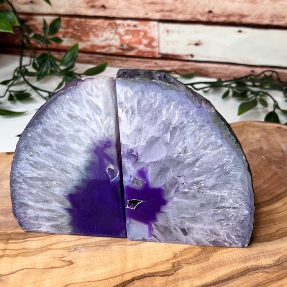 Purple Agate Crystal Bookend Pair - Geode Bookend - Boho Home Decor - Picture 7 of 12